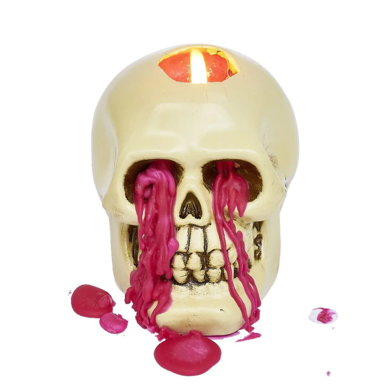 Bougie Halloween tête de mort beige