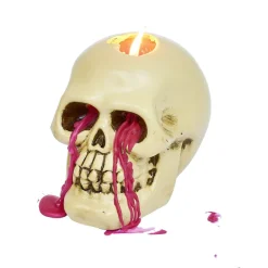 Bougie Halloween tête de mort beige