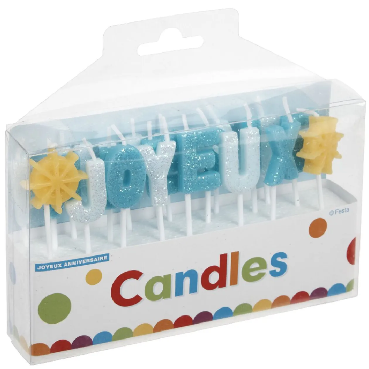 Bougies Joyeux anniversaire bleu