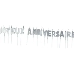 Bougies Joyeux anniversaire argenté