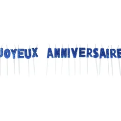 Bougies Joyeux anniversaire bleu à paillettes