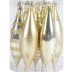 Boule de Noel goutte X7 or pailletée