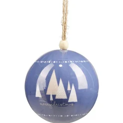Boule de Noël à motif bleu et blanc Ø12cm