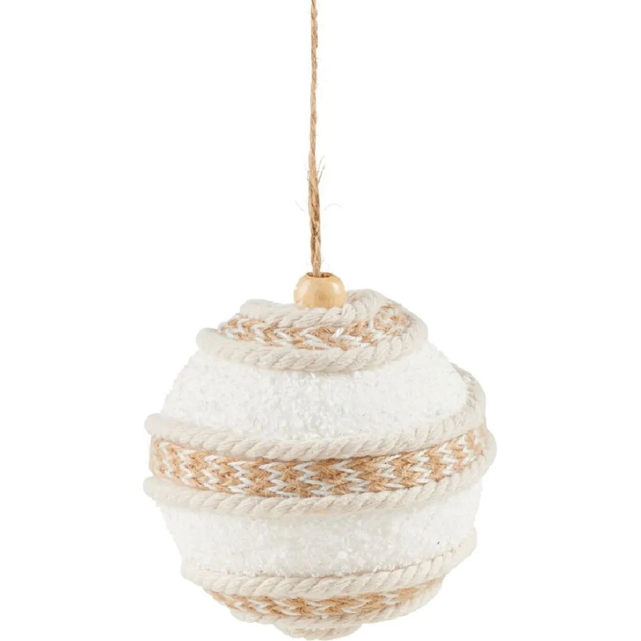 Boule de Noël à suspendre blanche et naturelle