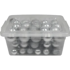 Boule de Noël argenté brillant mat pailleté x70