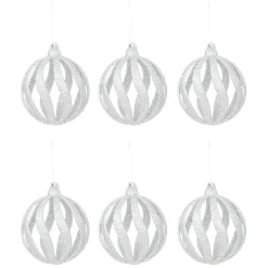 Boule de Noël argentée ajourée x6