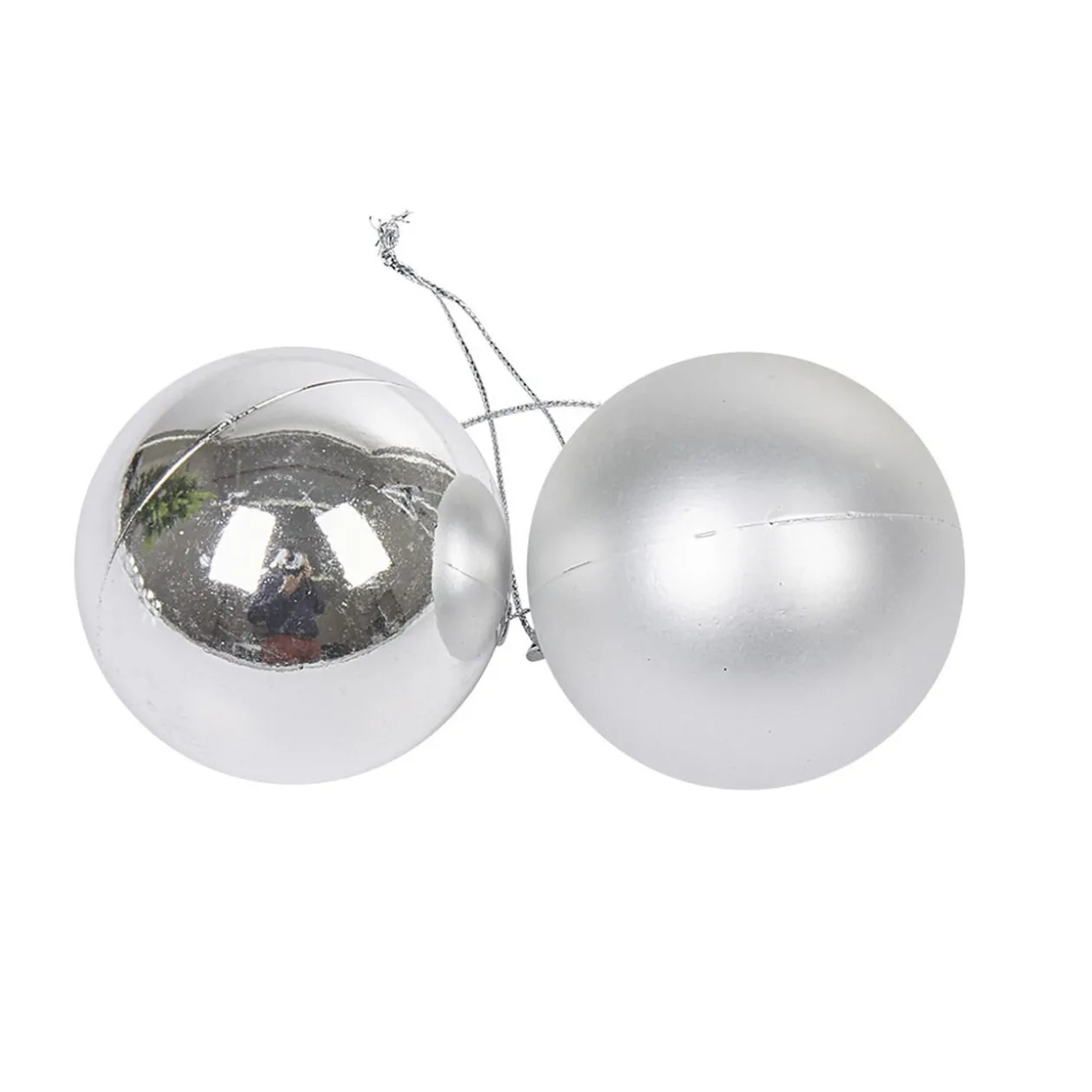 Boule de Noël argentée brillante et mate x10