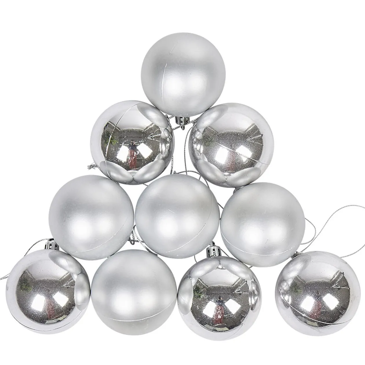 Boule de Noël argentée brillante et mate x10