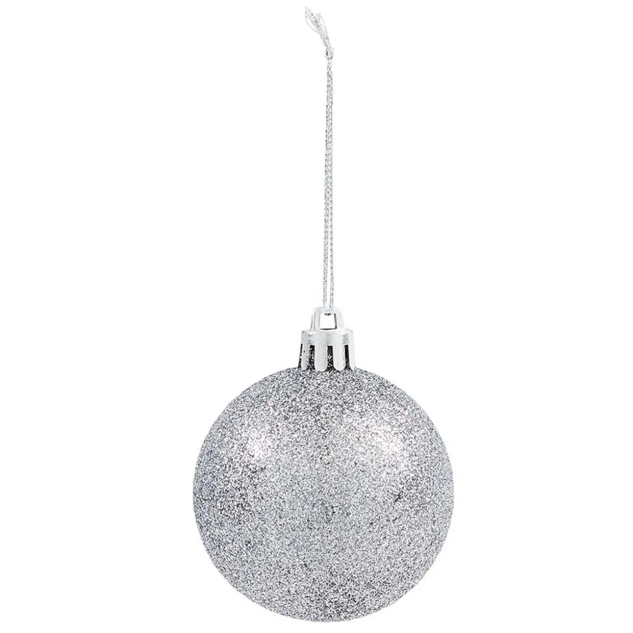 Boule de Noël argentée pailletée x6