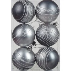 Boule de Noël argentée x6