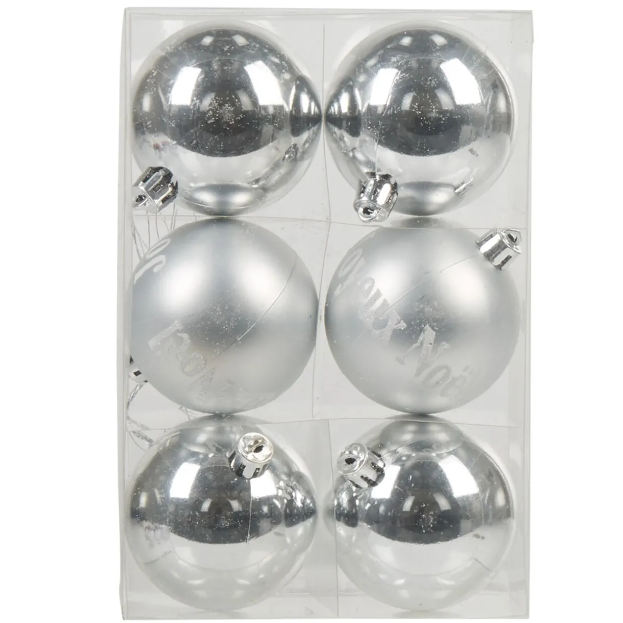Boule de Noël argentée x6
