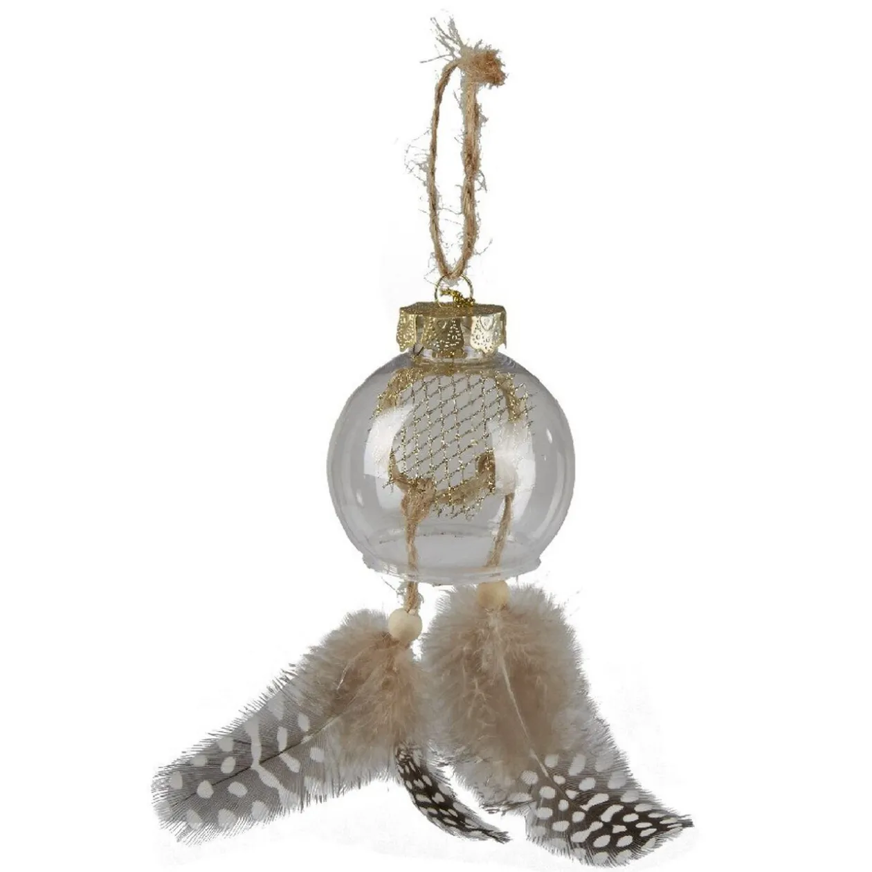 Boule de Noël attrape rêves et plumes à suspendre