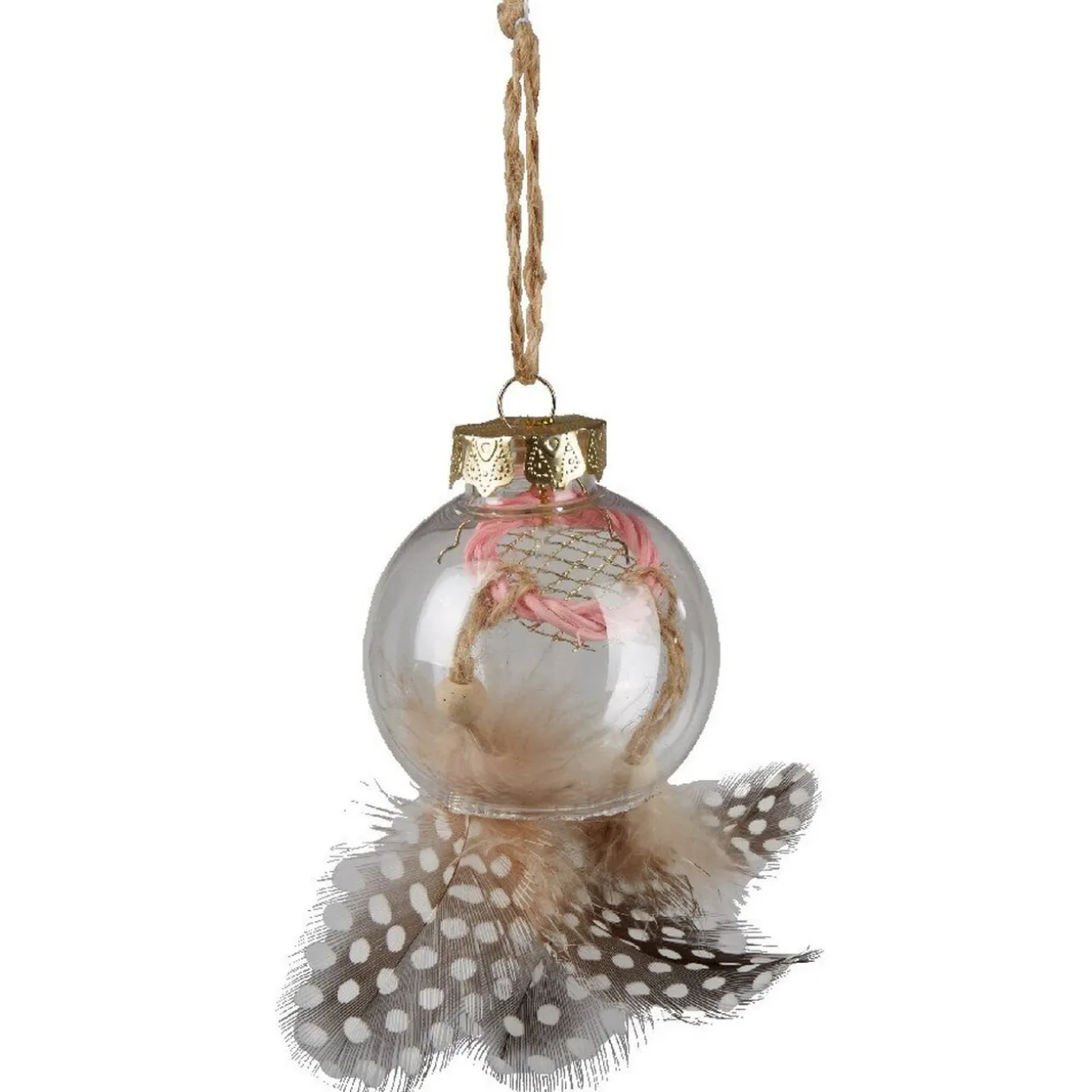 Boule de Noël attrape rêves et plumes à suspendre
