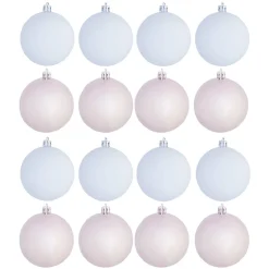 Boule de Noël blanc rose mat brillant x8