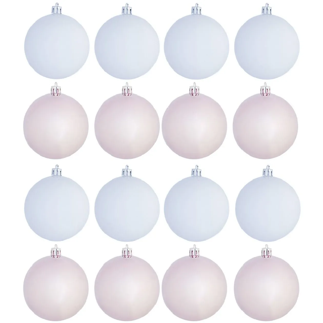 Boule de Noël blanc rose mat brillant x8