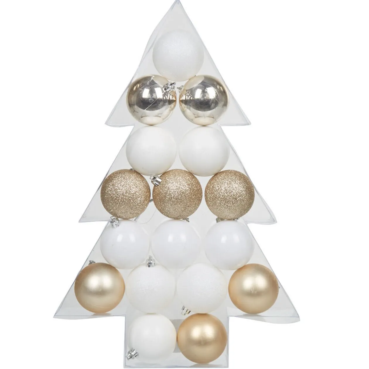 Boule de Noël blanche et dorée x17
