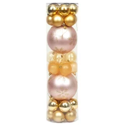 Boule de Noël blanche et dorée x 32