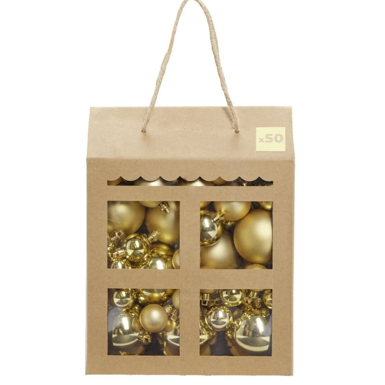 Boule de Noël blanche et dorée x50