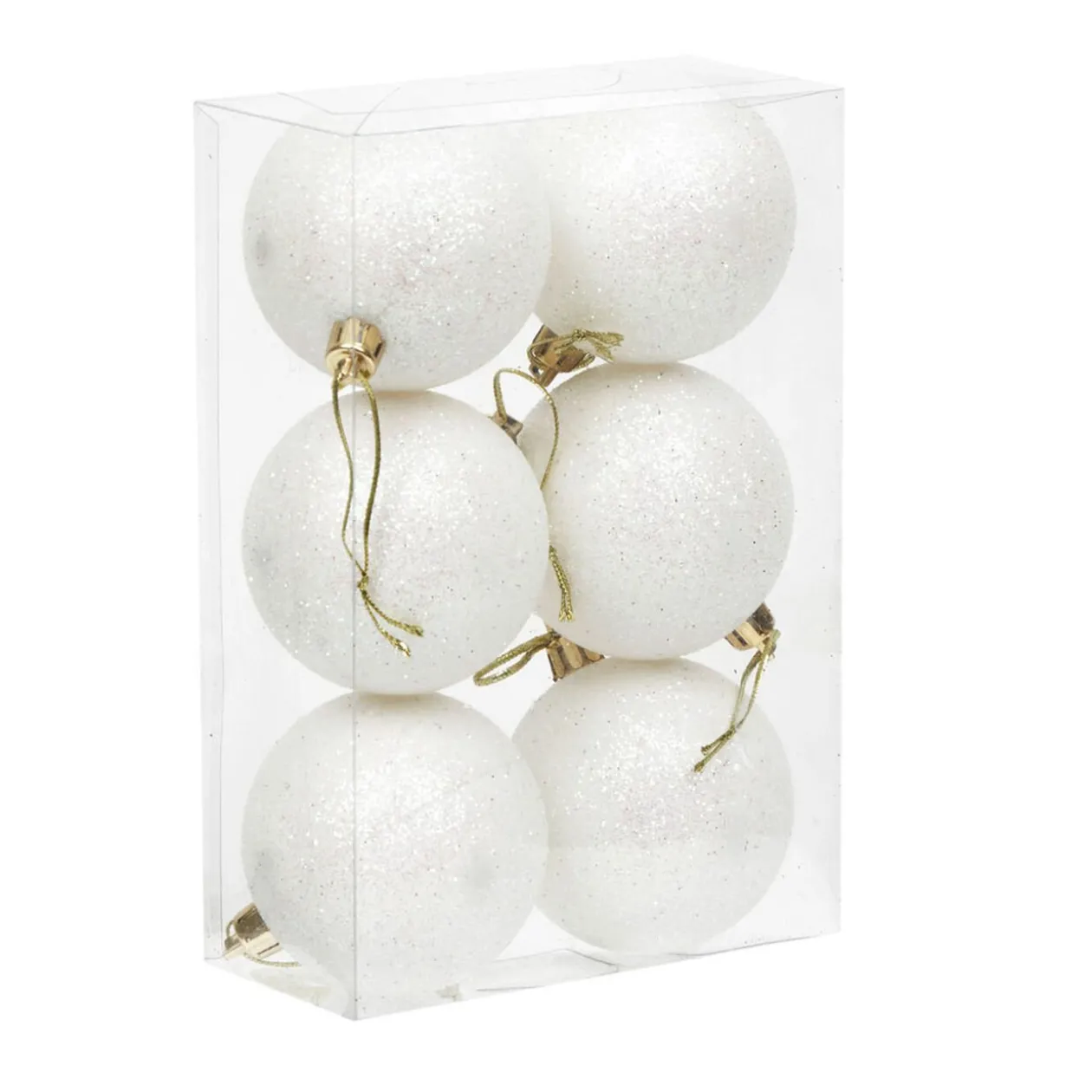 Boule de Noël blanche pailletée x6