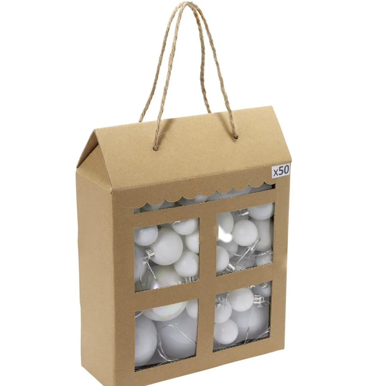 Boule de Noël blanche taille et finition différentes x50