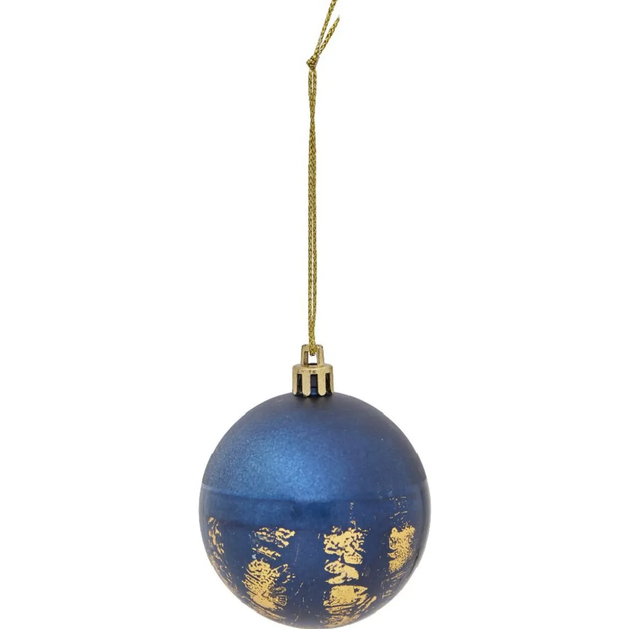 Boule de Noël bleu effet doré x6