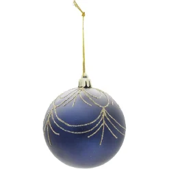 Boule de Noël bleu et doré Ø8 cm