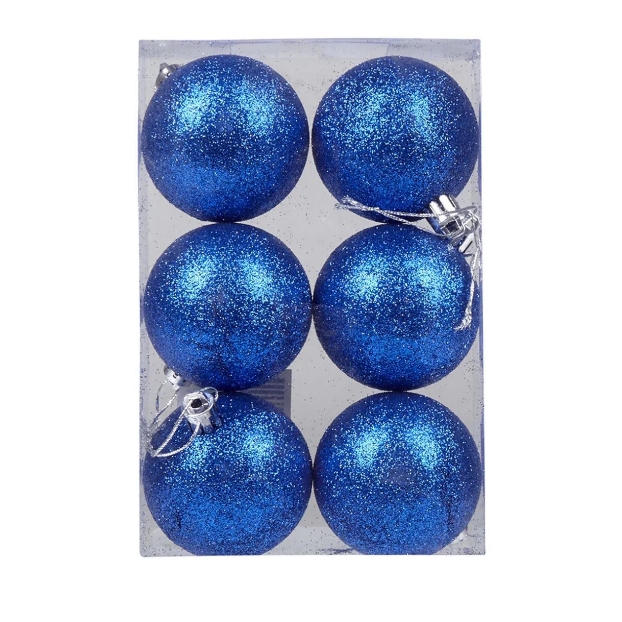 Boule de Noël bleue pailletée x6