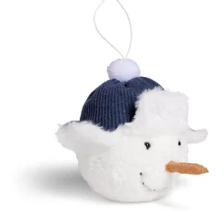 Boule de Noël bonhomme de neige fourrure blanc Ø12cm