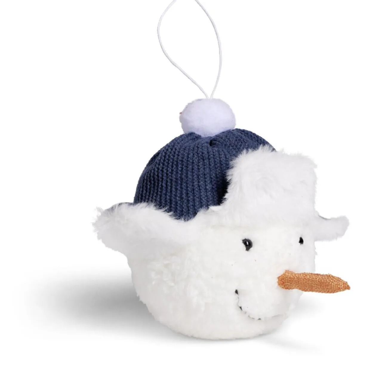 Boule de Noël bonhomme de neige fourrure blanc Ø12cm