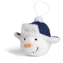 Boule de Noël bonhomme de neige fourrure blanc Ø12cm