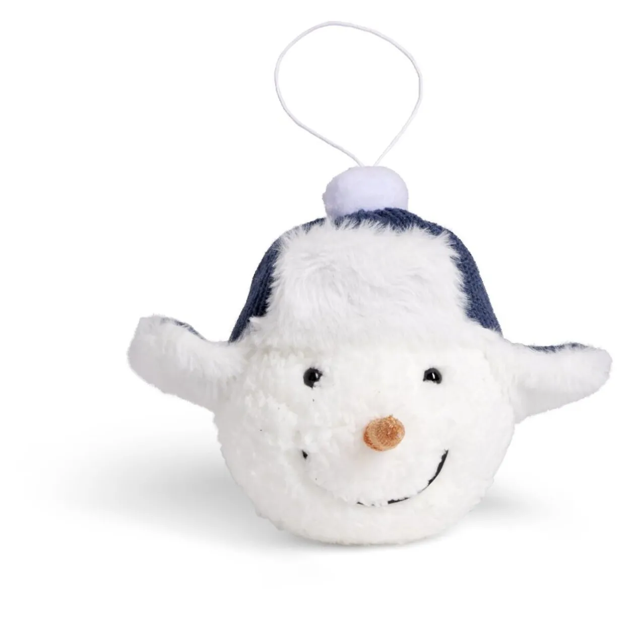 Boule de Noël bonhomme de neige fourrure blanc Ø12cm