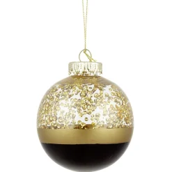 Boule de Noël brillante dorée et noire Ø8 cm