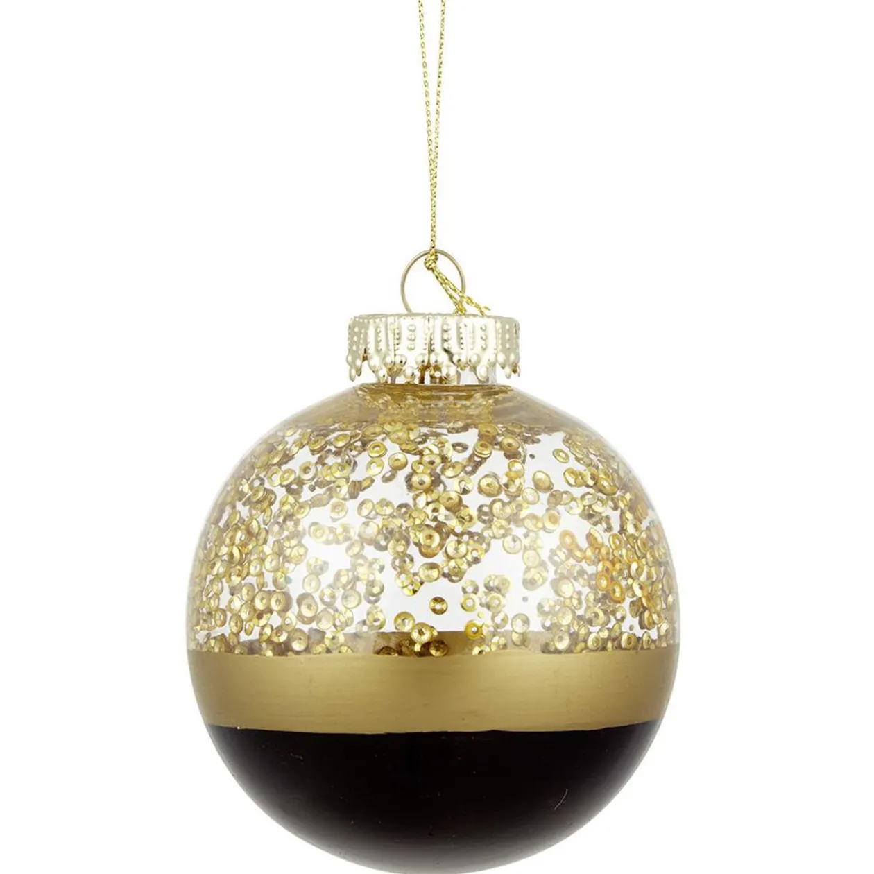 Boule de Noël brillante dorée et noire Ø8 cm