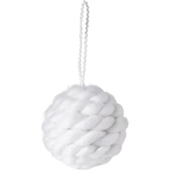Boule de Noël Ø9cm finition laine blanc