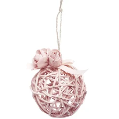 Boule de Noël déco fleur en rotin