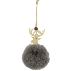 Boule de Noël déco fourrure Ø7,5x10 cm