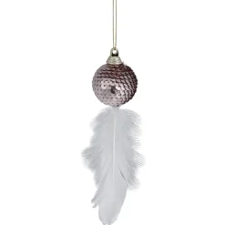 Boule de Noël décor sequin avec plume