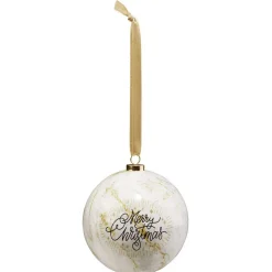 Boule de Noël design blanc doré Ø8cm
