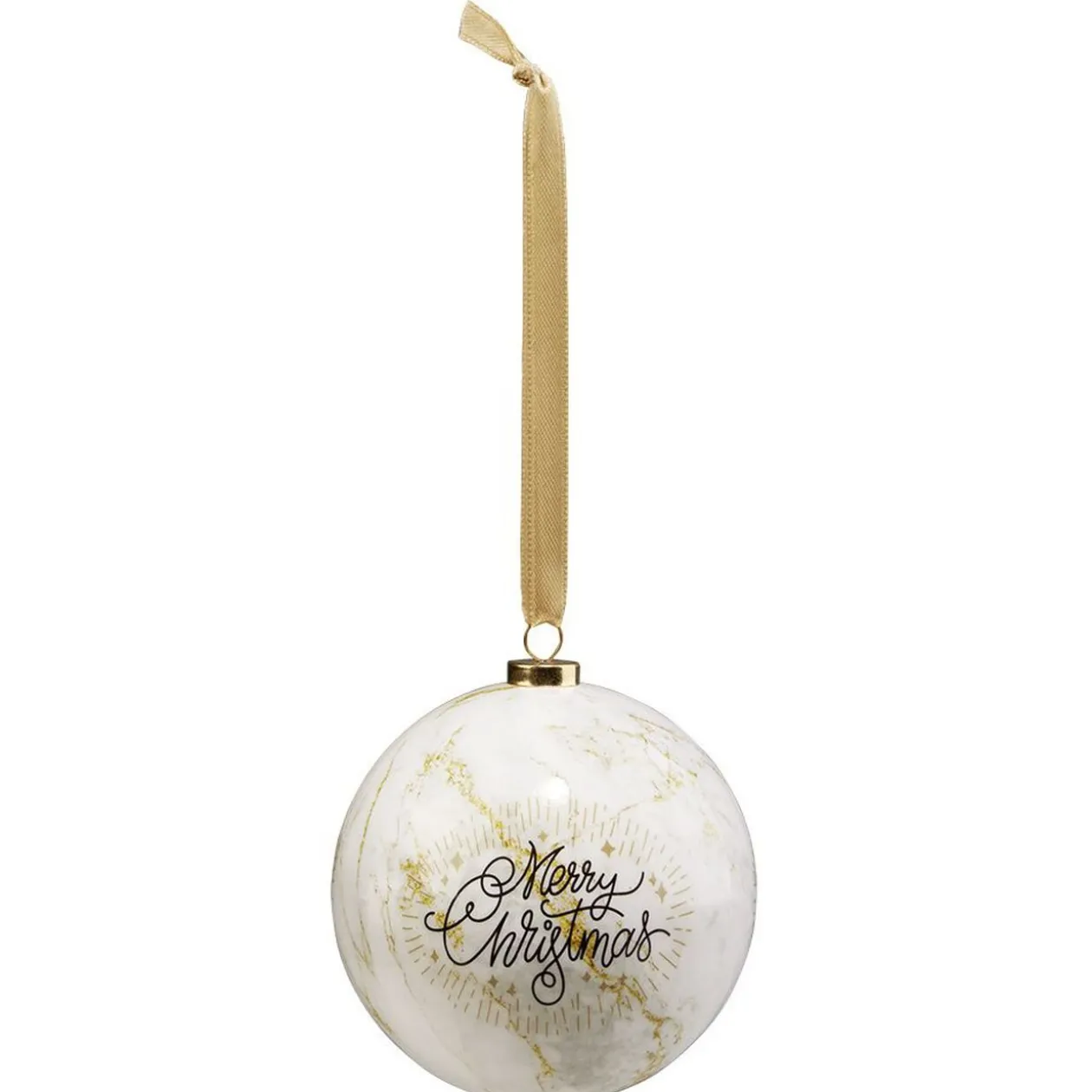 Boule de Noël design blanc doré Ø8cm