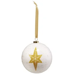Boule de Noël design blanc doré Ø8cm