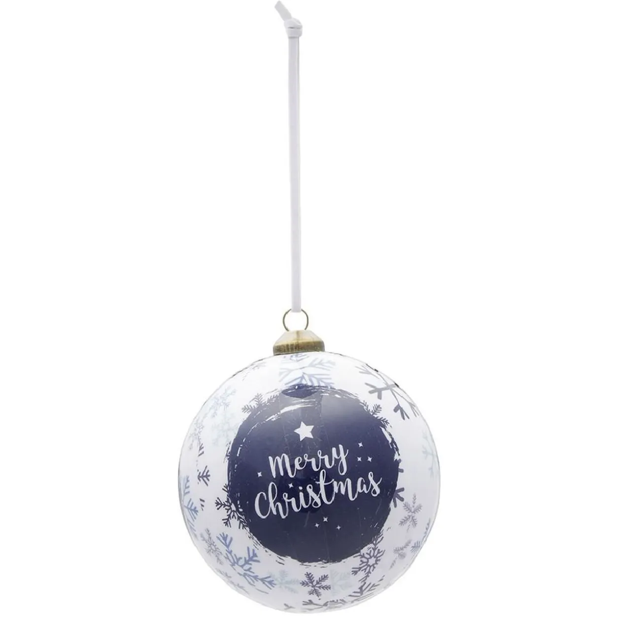 Boule de Noël design boréal bleu et blanc Ø8 cm