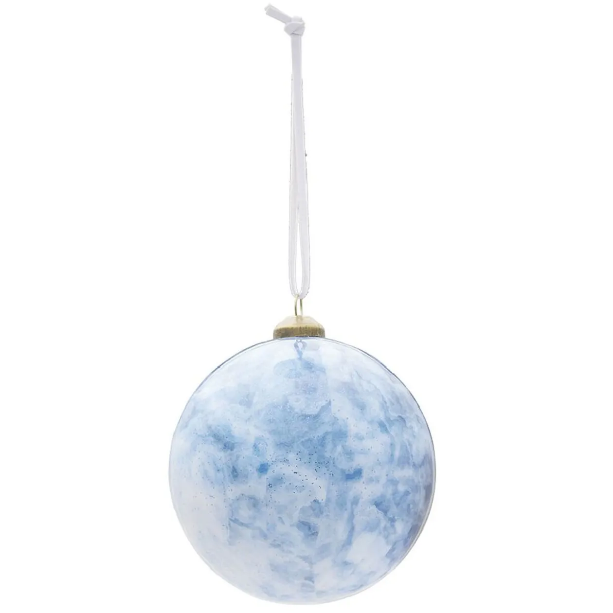 Boule de Noël design boréal bleu et blanc Ø8 cm