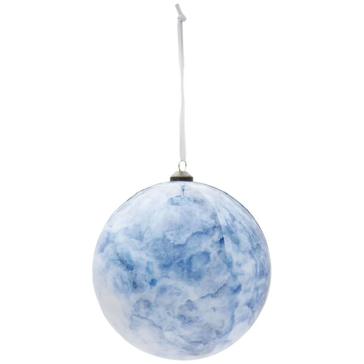 Boule de Noël design boréal bleu et blanc Ø12 cm
