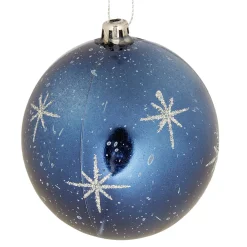 Boule de Noël design étoile pailleté bleu ø8 cm