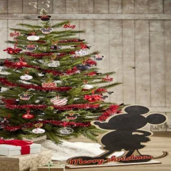 Boule de Noël Disney Mickey Minnie en verre et bois Ø8cm