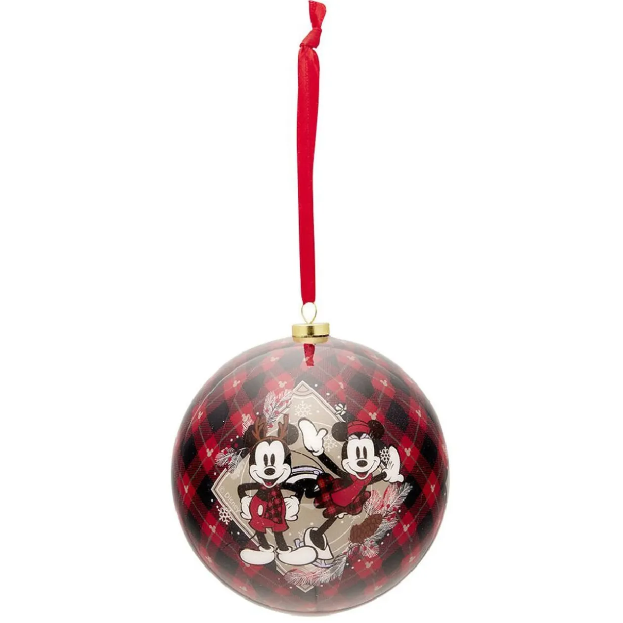 Boule de Noël Disney Minnie Mickey rouge et noire Ø10cm