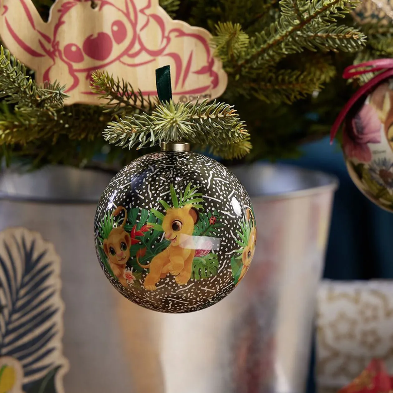 Boule de Noël Disney noire Simba Ø7,5cm