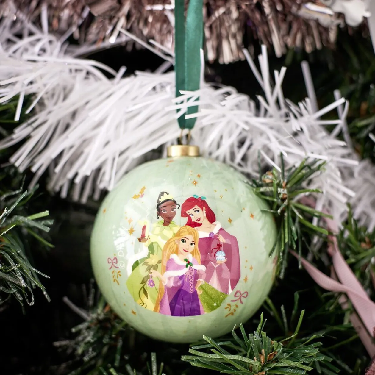 Boule de Noël Disney Princesses vert Ø7,5cm