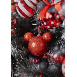 Boule de Noël Disney tête de Mickey rouge pailletée