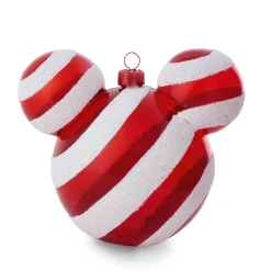 Boule de Noël Disney tête de Mickey rayé blanc et rouge